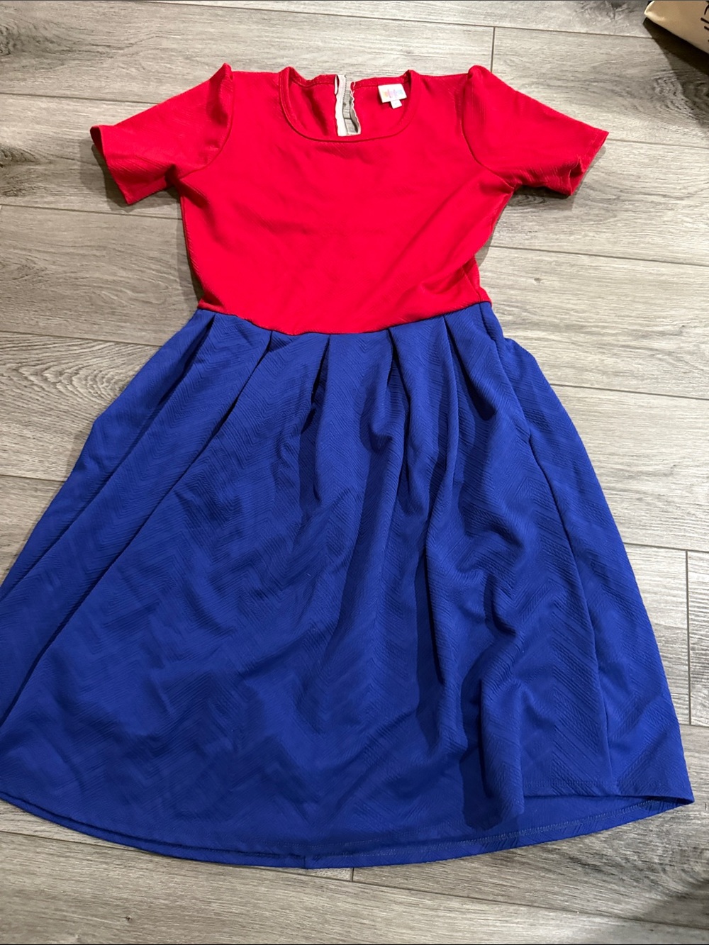 LuLaRoe Red and Royal Blue Fit & Flare Dress